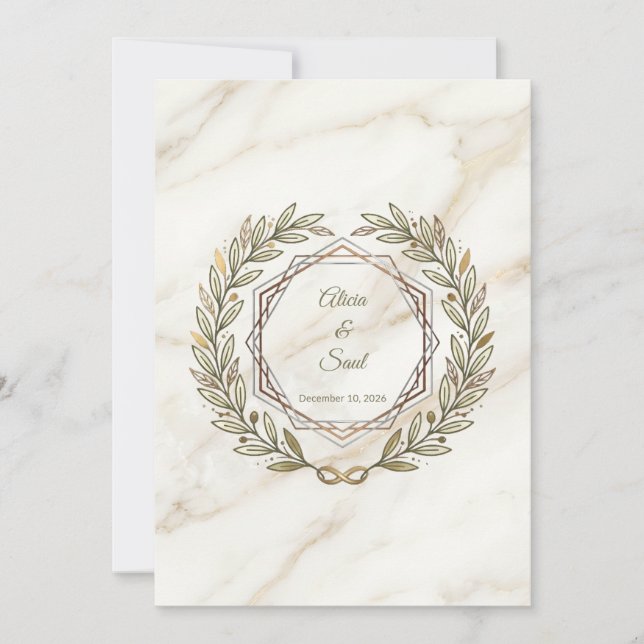 Wedding Marble and Laurel / Boda Mármol y Laurel Invitation (Front)