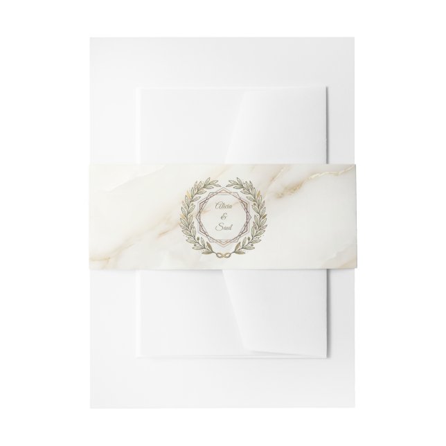 Wedding Marble and Laurel / Boda Mármol y Laurel Invitation Belly Band (Front Example)