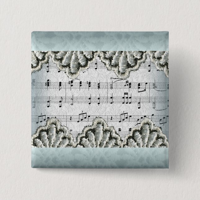Wedding March with Lace 15 Cm Square Badge (Front)