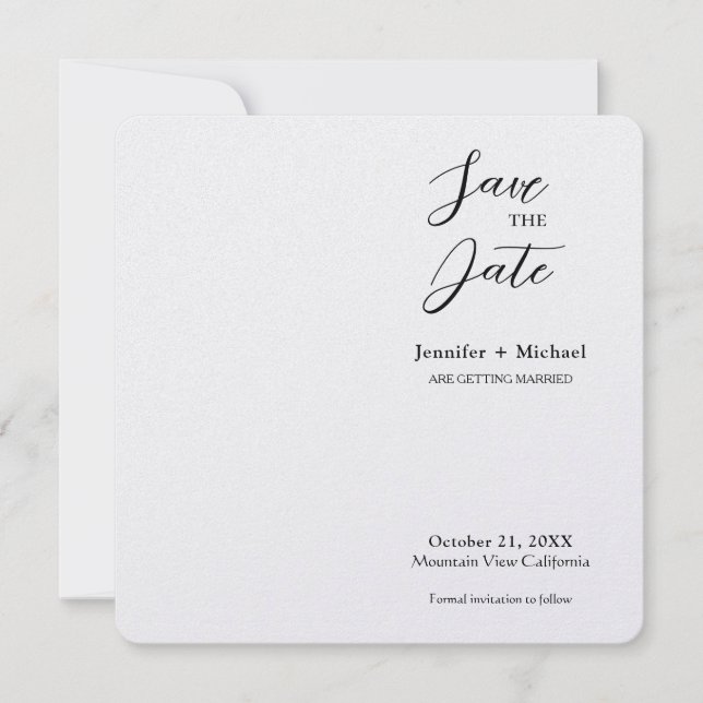Wedding Marriage Minimalist Calligraphy  Save The Date (Front)