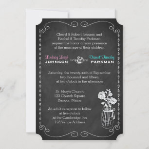 Wedding   Mason Jar, Flowers, Chalkboard 2 Invitation