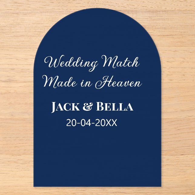 Wedding Match made in heaven wedding favours blue  Acrylic Invitations (Front)