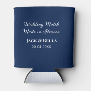 Wedding Match made in heaven wedding favours blue  Can Cooler