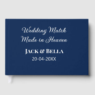 Wedding Match made in heaven wedding favours blue Guest Book
