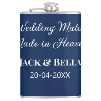 Wedding Match made in heaven wedding favours blue  Hip Flask