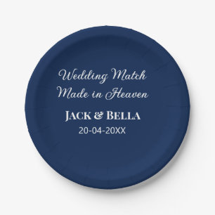 Wedding Match made in heaven wedding favours blue Paper Plate