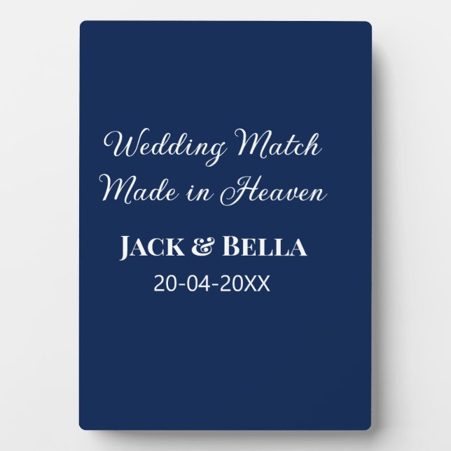 Wedding Match made in heaven wedding favours blue  Plaque (Front)