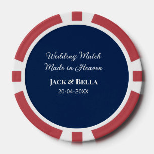 Wedding Match made in heaven wedding favours blue  Poker Chips