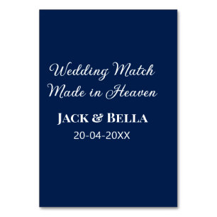 Wedding Match made in heaven wedding favours blue Table Number