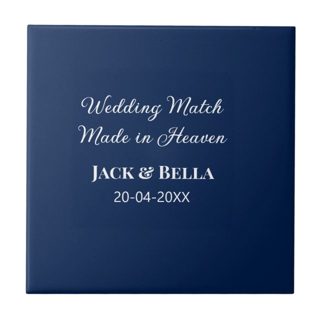 Wedding Match made in heaven wedding favours blue  Tile (Front)
