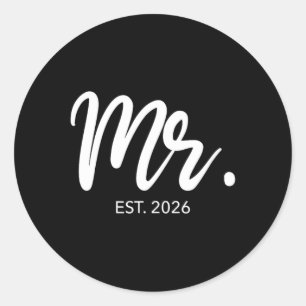 Wedding Matching Gifts Mr Est 2026 Groom Classic Round Sticker