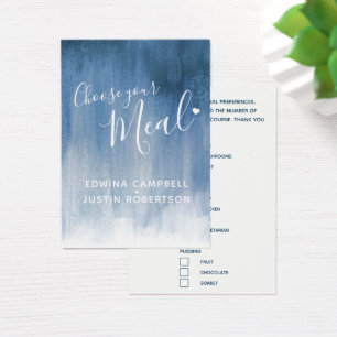 Wedding meal choice grey blue art small cards