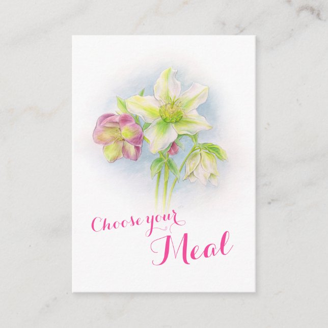Wedding meal choice hellebore art enclosure card (Front)