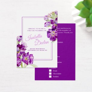 Wedding meal choice hoary stock purple cards