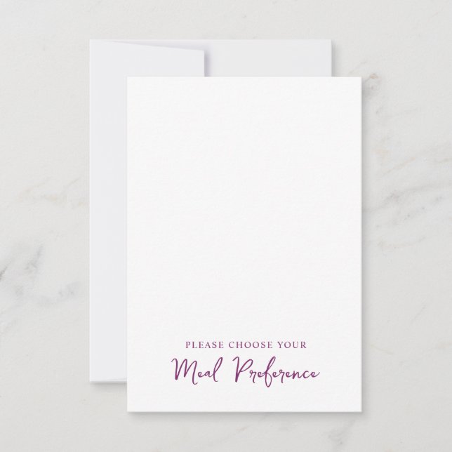Wedding meal choice purple floral reply cards (Front)