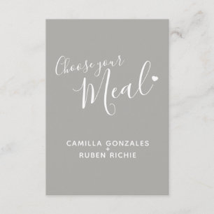 Wedding meal option script text grey enclosure card