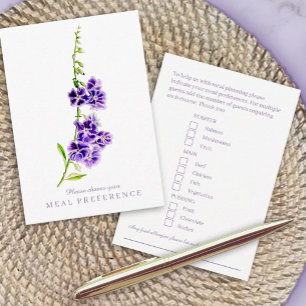 Wedding meal preference purple sky flower art enclosure card