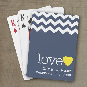 Wedding Memento with modern chevron pattern Playing Cards