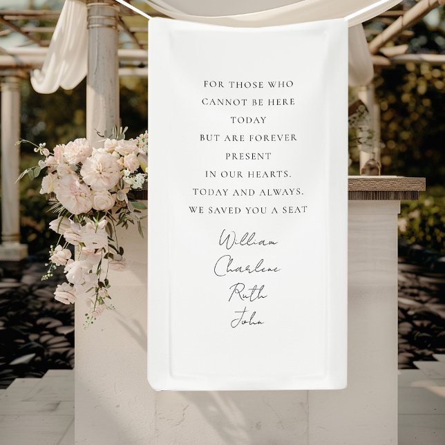 Wedding, Memorial Banner, Elegant, Script Font Banner (Memorial, White, Banner with your Text/Names for Wedding or other Occasions.)