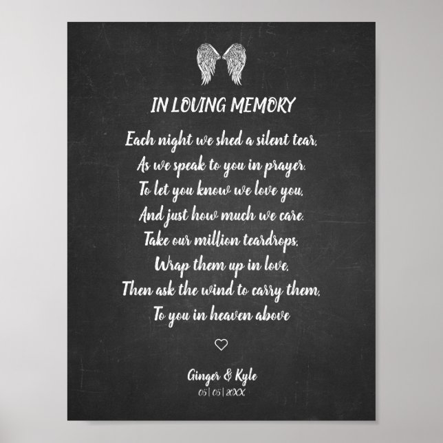 Wedding Memorial Chalk Blackboard Effect Dear Ones Poster (Front)