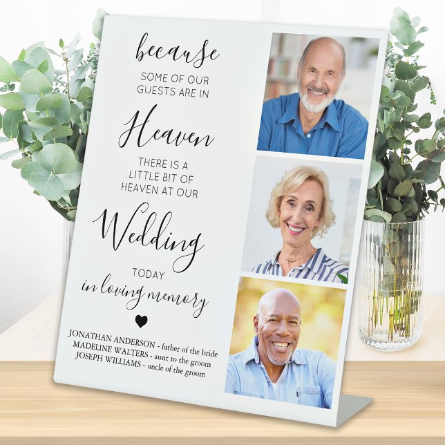 Wedding Memorial Custom 3 Photo Heaven Poem Pedestal Sign (Creator Uploaded)