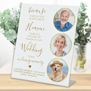 Wedding Memorial Custom Gold 3 Photo Heaven Poem Pedestal Sign
