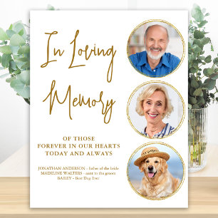 Wedding Memorial Elegant Gold Loving Memory Photo Poster