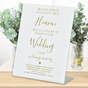 Wedding Memorial Gold Personalised Heaven Poem  Pedestal Sign