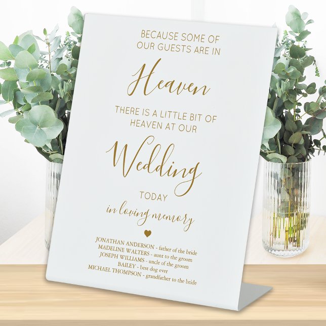 Wedding Memorial Gold Personalised Heaven Poem  Pedestal Sign (Creator Uploaded)