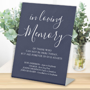 Wedding Memorial Navy Blue In Loving Memory  Pedestal Sign