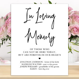 Wedding Memorial Personalised In Loving Memory Poster