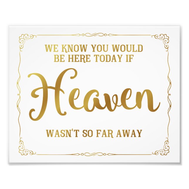 wedding memorial sign, remembrance, gold photo print (Front)