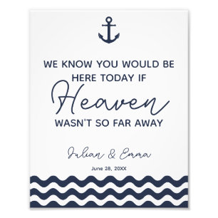 wedding memorial sign, remembrance, navy photo print