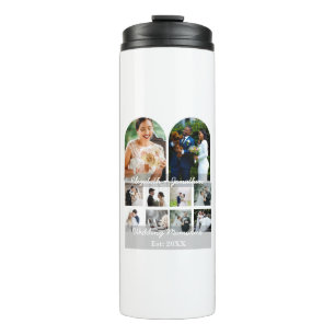 Wedding Memories 10 Photo Collage Couple Template Thermal Tumbler