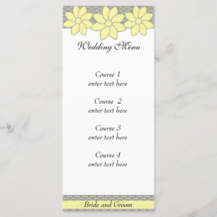 Wedding Menu 1 Yellow and Grey Floral