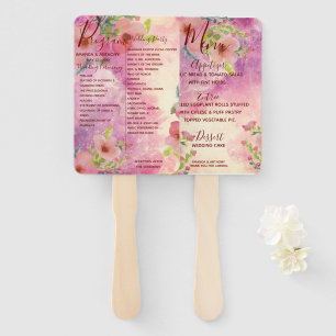 Wedding menu and program  hand fan