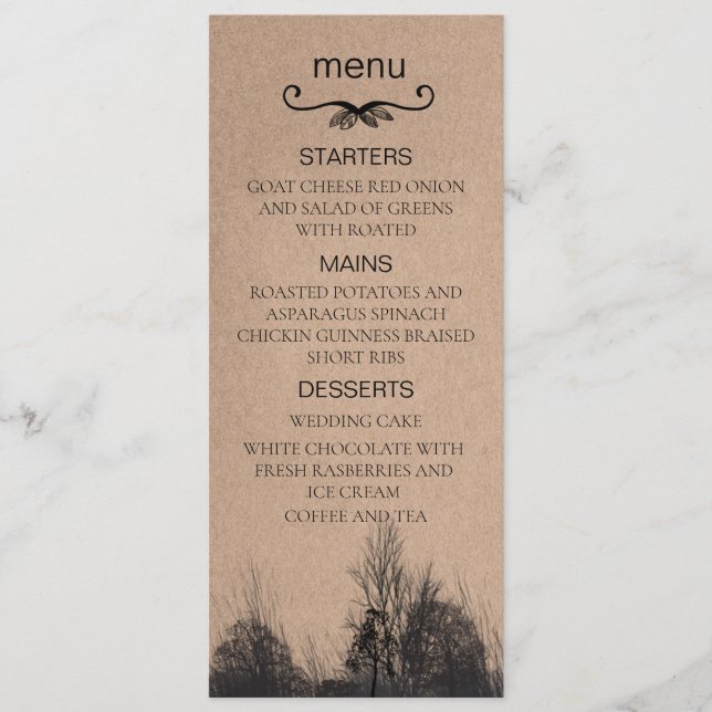 Wedding menu autumn kraft paper (Front)