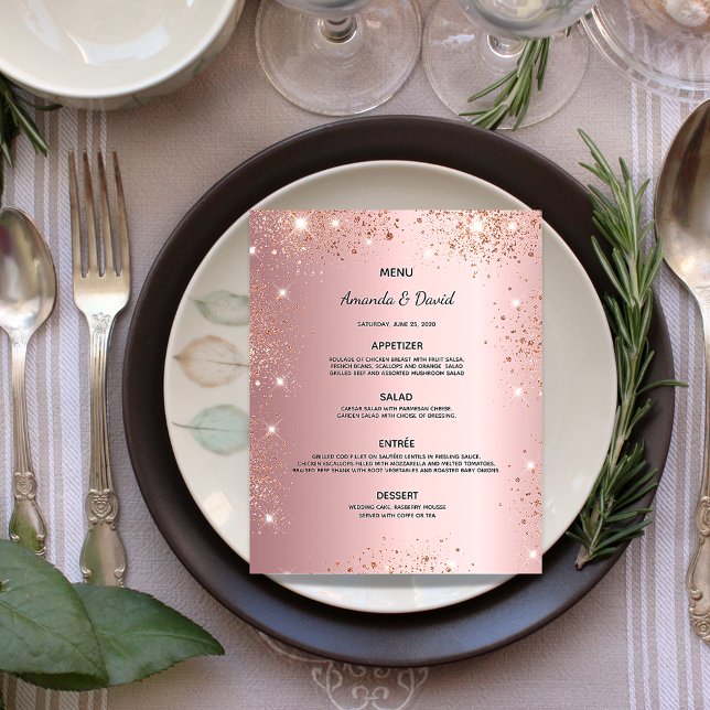 Wedding Menu blush pink glitter dust metallic (Creator Uploaded)