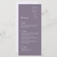Wedding Menu Botanical & Vintage Violet 
