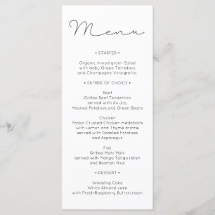 Wedding Menu - Bridal Shower Menu - Light