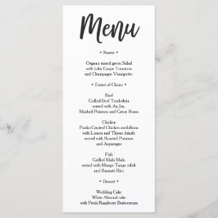 Wedding Menu - Bridal Shower Menu - Sweet