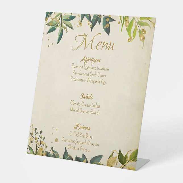 Wedding Menu  Brown Pedestal Sign (Front)