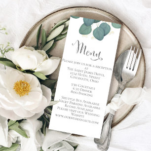 Wedding Menu Calligraphy Eucalyptus Greenery