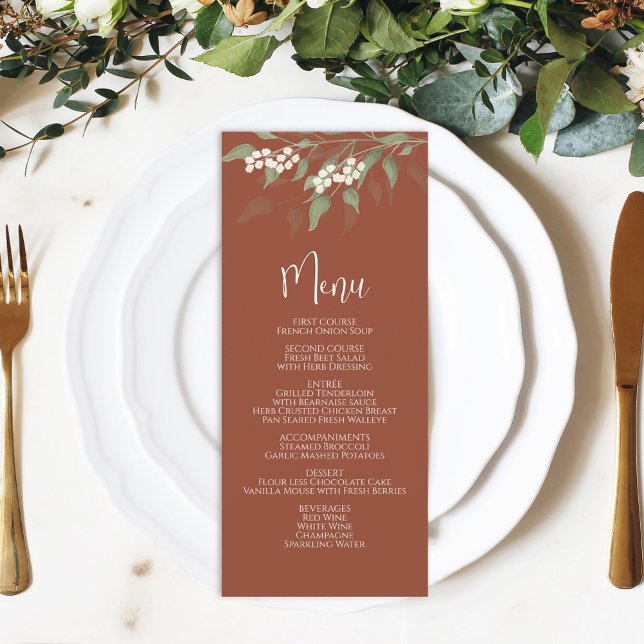 Wedding Menu Calligraphy Terracotta Floral (Creator Uploaded)