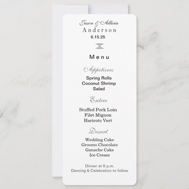 Wedding Menu Card (Front)