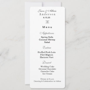 Wedding Menu Card