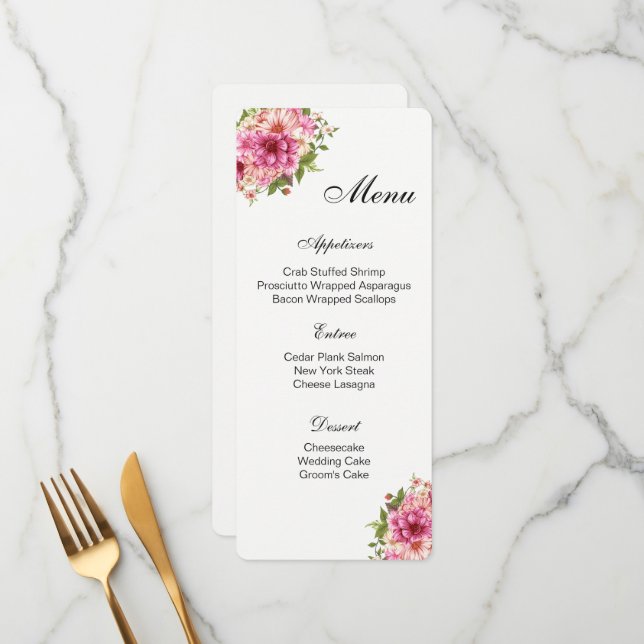 Wedding Menu Card (Front/Back In Situ)
