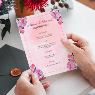Wedding Menu Card. Customisable