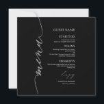 Wedding Menu Card Faux Glitter Silver Black<br><div class="desc">A simple chic calligraphy wedding menu card with guest name. PLEASE NOTE: customise this template one by one (adding the guest name ), and add each menu card separately to your cart. CUSTOMIZATION: If you need design customisation, please get in touch with me via chat; if you need information about...</div>