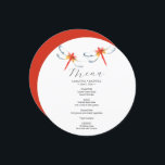 Wedding Menu Card Red Dragonfly<br><div class="desc">This wedding menu card features simple watercolor red dragonflies. The card reverses to a complimentary red colour. Use the template fields to DIY your personalised details. The elegant round design is a charming choice for weddings. To see more custom wedding dinner menus and ideas like this visit www.zazzle.com/dotellabelle Unique watercolor...</div>